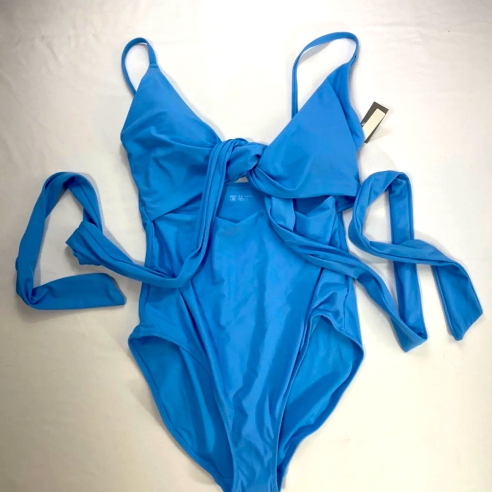 NEW Aerie blue one piece wrap swimsuit